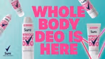 Sure Whole Body Deo Wild Rose on blue background.