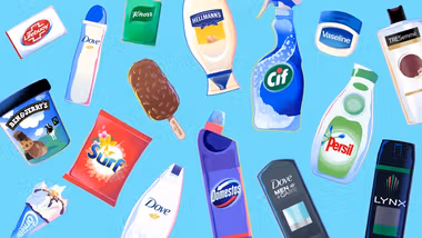 Multi product on blue background